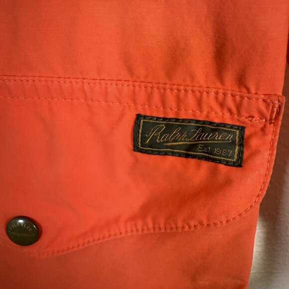 Polo Ralph Lauren Full Zip Oiled Cloth Orange Hooded Sport Jacket Medium Utility - Picture 3 of 16